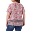 Agnes Orinda Women's Plus Size Keyhole Ruffle Short Sleeve Boho Floral Summer Casual Blouse - 4 of 4