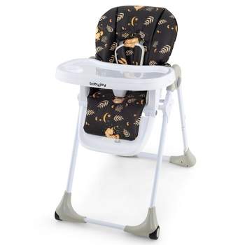 Infans Baby High Chair with 7 Height & 3 Footrest Adjustable Cup holder 2 Wheels
