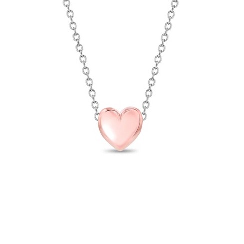 Girls' Dainty Puffed Heart Rose Gold Plated Sterling Silver Necklace - In Season Jewelry - image 1 of 4