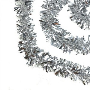 Northlight 50' x 4" Unlit Shiny Silver Wide Cut Tinsel Christmas Garland - 1 of 3