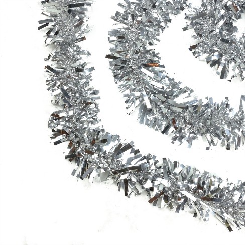 12' Shiny Holographic Silver Boa Christmas Tinsel Garland - Unlit 