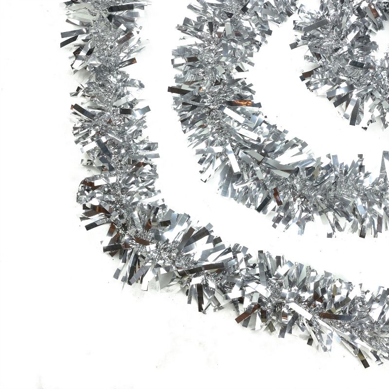 Northlight 50' x 4" Unlit Shiny Silver Wide Cut Tinsel Christmas Garland, 1 of 5