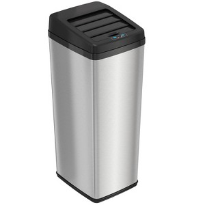 iTouchless Stainless Steel Sensor Trash Can w/AbsorbX Odor Control 14 Gal Silver IT14SC - 1 of 4