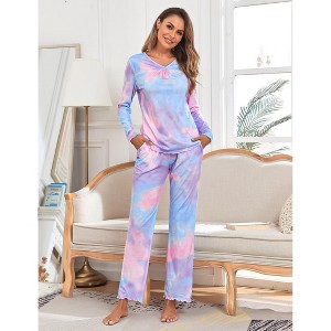 Women's Pajamas Set Two Piece Long Sleeve Soft Sleepwear - 1 of 4