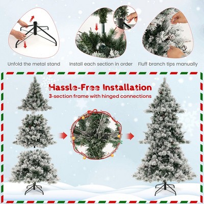 7-Foot Snow Flocked Christmas Tree with Warm LED Lights