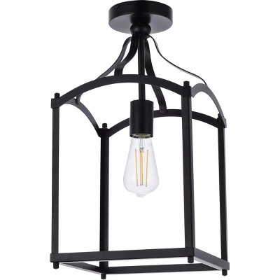 Black Iron Indoor/Outdoor 1-Light Flush Mount Fixture