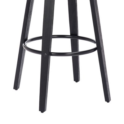29" Swivel Backless Barstool in Gray Faux Leather and Black Wood
