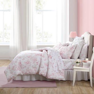 Delphine Pink Cotton Reversible King Comforter Set with Shams