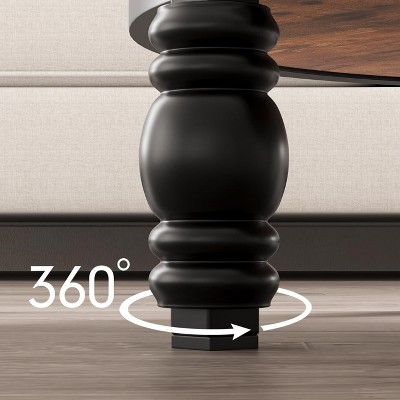 Acekool 3-Tier Round Side Table, Farmhouse End Table with Metal Legs for Bedroom & Living Room - Rustic Brown