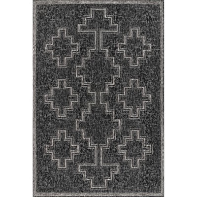 Black Rectangular Synthetic 5' x 7' Stain-Resistant Rug