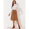INSPIRE CHIC Women's Casual Solid Faux Suede Pockets Stretch A-line Midi Skirt with Belt - 3 of 4