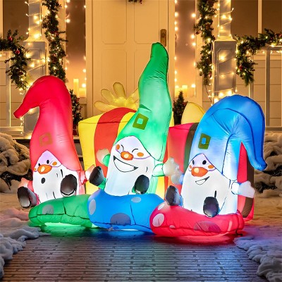 Festive 6 FT Inflatable Christmas Gnomes with LED Lights