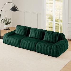 114'' Flannelette Modular Boneless Sofa with Deep Seat, Anti-Slip Design and No Assembly Required - 1 of 4