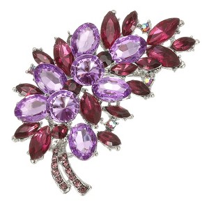 Unique Bargains Women's Flower Leaf Rhinestone Vintage Brooch Pin - 1 of 4