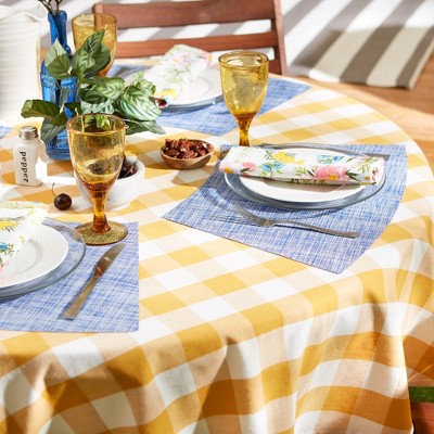 Blue Tweed Vinyl Wedge Table Placemat Set of 6