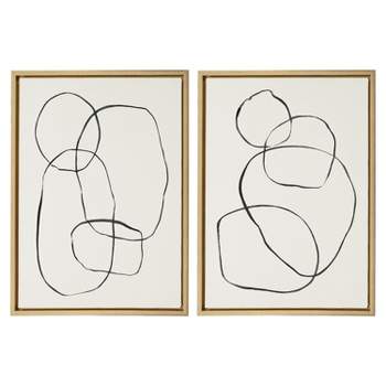 (Set of 2) Sylvie Going in Circles Framed Textured Canvas Set by Teju Reval - Kate & Laurel All Things Decor