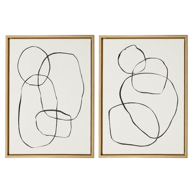 18&#34; x 24&#34; (Set of 2) Sylvie Modern Circles and Going in Circles by Teju Reval Framed Wall Canvas Gold - Kate &#38; Laurel All Things Decor, 1 of 7