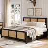 Rattan Bed Frame with Headboard & 4 Drawers - Boho King/Queen/Full Platform Bed, LED Lights, 800 lb Capacity, No Box Spring - White/Black - 3 of 4