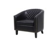 XIYUYEU PU Leather Upholstered Accent Chair with Soft Padded Armrest,Comfortable Barrel Chairs for Bedroom,Reading Room,Black - 4 of 4