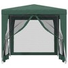 vidaXL Party Tent with Powder-Coated Iron Frame and HDPE Cover, Weather and UV Resistant with Mesh Sidewalls, Green, Dimensions: 98.4"x98.4"x96.5" - 3 of 4