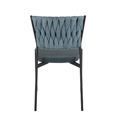 Braided Tania 39" Blue Faux Leather Metal Dining Chair Set