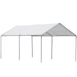 Outsunny 10'x20' Carport Heavy Duty Galvanized Car Canopy with Included Anchor Kit, 3 Reinforced Steel Cables