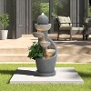 LuxenHome 29" Tall Outdoor Water Fountain with Lights, Resin Cascading Bowl Small Garden Waterfall Indoor and Outdoor Use Gray - 3 of 4