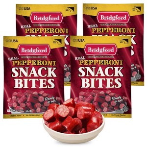 Bridgford Pepperoni Snack Bites 4 oz - Ready-to-Eat Snacks for On-the-Go Snacking - Pork and Beef Pepperoni Bites with Zero Carbs - 1 of 4