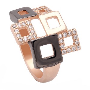 Geo Modern Statement Ring Black Plate Cubic Zirconia Women Ginger Lyne Collection - 1 of 4