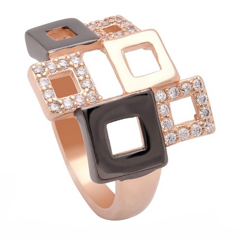 Geo Modern Statement Ring Black Plate Cubic Zirconia Women Ginger Lyne Collection - image 1 of 4