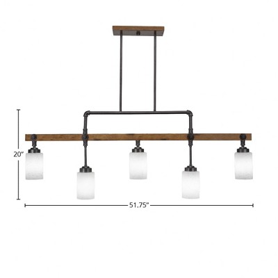 Toltec Lighting Portland 5 - Light Island Pendant Light in  Wood with 4" White Muslin Shade