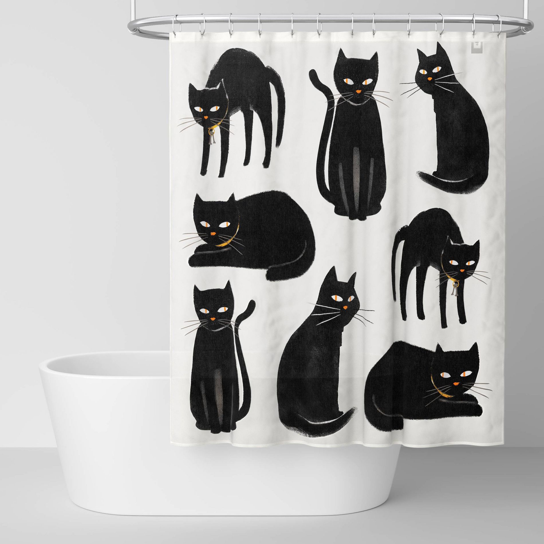 Halloween Glow in the Dark Black Cats Fabric Shower Curtain - Hyde and EEK! Boutique™