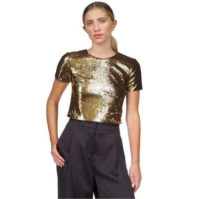Michael Kors Womens Sequins Knit Blouse