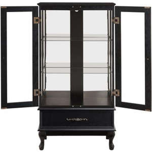 Elegant Lighted Glass Curio Display Cabinet - Wooden Frame Storage for Living Room, Kitchen & Pantry - Ideal for Wine, Toys & Collectibles - Black - 1 of 4
