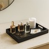 Minimalist Wood Tray with Glass Surface and Handles for Centerpiece Decoration - Classic Tray for Trinkets, Jewelries, or Bathroom Vanity - 18" Black - 2 of 4