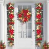24" Lighted Christmas Wreath for Front Door, Artificial Xmas Wreath with Red Berries, Flowers, Decorative Balls, for Indoor Outdoor Decoration - 3 of 4