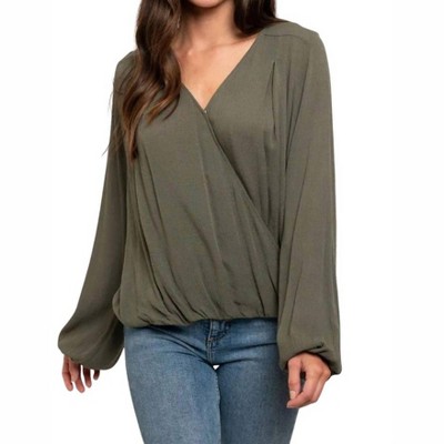 Women's Long Sleeve Wrap Blouse - GILLI