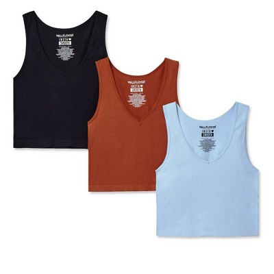 WallFlower Women's Insta Smooth Olivia Seamless Rib V-Neck Tank