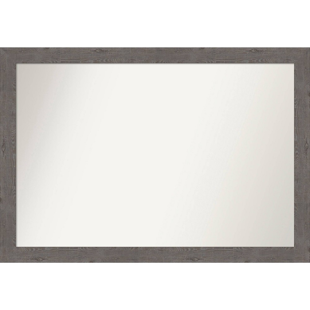 Photos - Wall Mirror 40" x 28" Non-Beveled Rustic Plank Gray Narrow  - Amanti Art