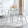 KWPZQEB 38.6" Round Dining Table & Chairs, Dining Table with Tempered Glass & Metal Legs, Paried with Plastic Chairs for Kitchen, Dining Room - 2 of 4
