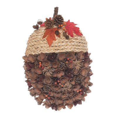 Transpac Foam 18.11 in. Multicolor Harvest Rustic Rope Acorn Wreath