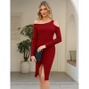 Womens Bodycon Cocktail Party Dress Long Sleeve Cut Out High Slit Midi Dress One Shoulder - 2 of 4