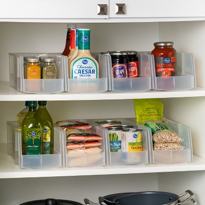 Clear Stackable Plastic Open Front Storage Bins, Large - 8 Pack