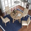 Dining Table Set Round, Dining Sets 5 Piece, Dining Set Solid Wood With 4 Upholstered Chairs, Extendable Dining Table Set-Cuddlewood - 2 of 4
