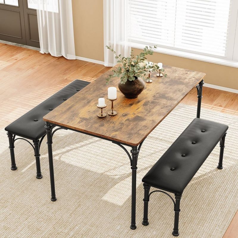 Whizmax Dining Table Set for 4, Kitchen Table Set with Upholstered Bench for Small Space, Apartment, 1 of 8