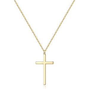 Dainty Side Cross Necklace 14K Gold Plated Layered Choker Gift for Girls Cross Necklace Gold-0.75"*1.26" - 1 of 4