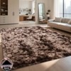 Brown Tie-Dye Shag Rug, Soft Plush Carpet with 4 Non-Slip Pads, Multiple Sizes for Bedroom or Living Room - 3 of 4