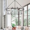Large 18-Light Black Chandelier for High Ceilings, Modern Farmhouse Double Tier Candle Fixtur - 2 of 4