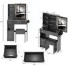 SEVOBAL Dressers Vanity Table Set with Sliding Mirror Power Station and Stool for Small Bedroom, Black, 29.2"*12.6"*50.4" - 4 of 4