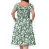 Agnes Orinda Women's Plus Size Square Neck Flutter Sleeve Smocked High Waist Floral Midi A Line Dresses - 4 of 4